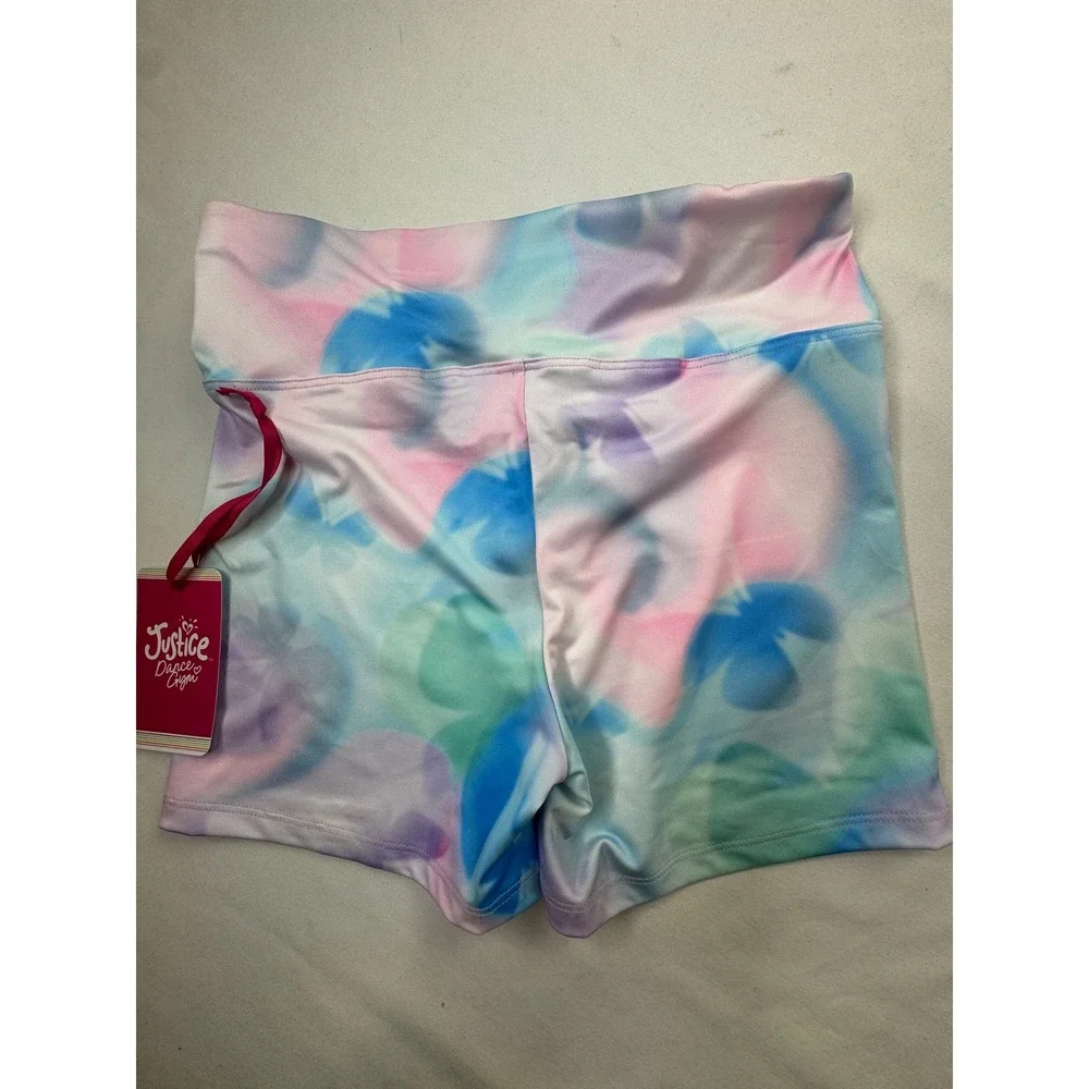Justice Girl XL 16/18 Cloud Dye Purple Tie Dye Dance Gym Shorts Butterfly